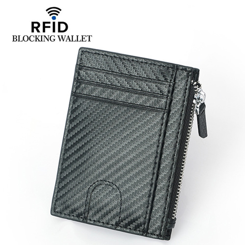 Factory direct sales new rfid zipper coin purse carbon fiber pattern credit card holder multifunctional coin coin purse 5