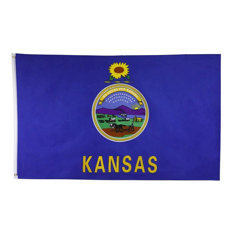 Секундная поставка через площадки: Kansas, 90x150 см, флаг штата США, 3x5фт
