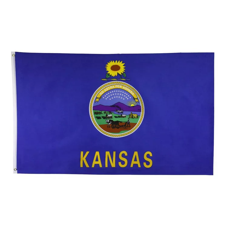 Секундная поставка через площадки: Kansas, 90x150 см, флаг штата США, 3x5фт