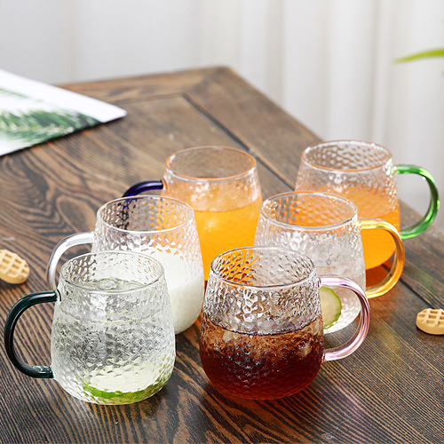Hammered glass water cup Japanese simple creative water cup home breakfast milk cup high temperature resistant office tea cup