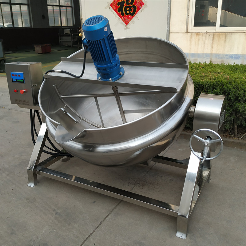 不锈钢自动搅拌豆豉酱炒制机器 熬米线底料设备 可刮底翻炒夹层锅