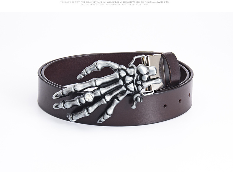 Men's Leather Belt With Skull Claw Buckle For Biker Style_voghion.com