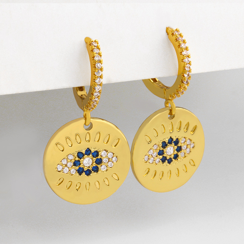 Boucles D'oreilles En Cuivre Zircon Incrustées De Fleur De Soleil Pour Les Femmes En Gros display picture 5