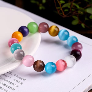 New colorful opal single circle bracelet fashion women's round beads bracelet 8-12mm jewelry accessories factory wholesa