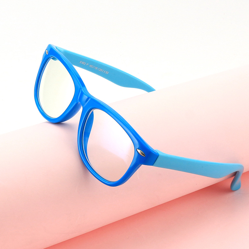 Children's Silicone Anti-blue Light Glasses Children's Rice Nail Anti-blue Light Eye Protection Flat Glasses F802