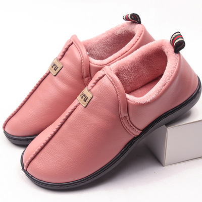 Winter new PU Leather shoes non-slip waterproof soft sole Month of shoes keep warm thickening lovers indoor Exorcism 2020
