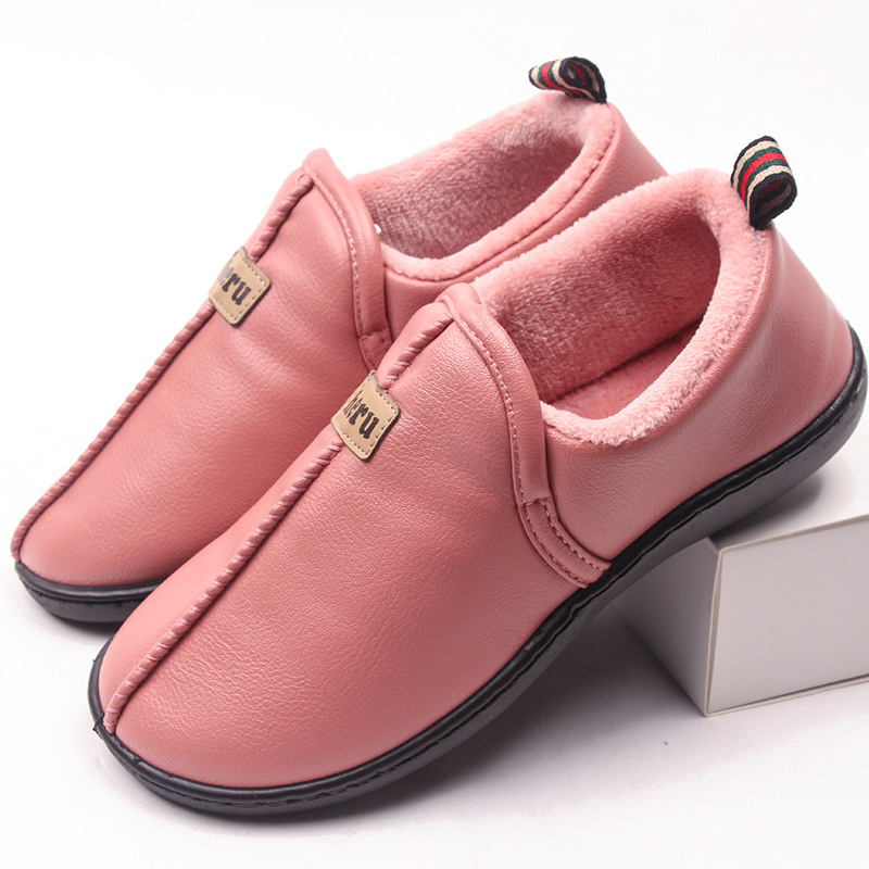 Winter new PU Leather shoes non-slip waterproof soft sole Month of shoes keep warm thickening lovers indoor Exorcism 2020