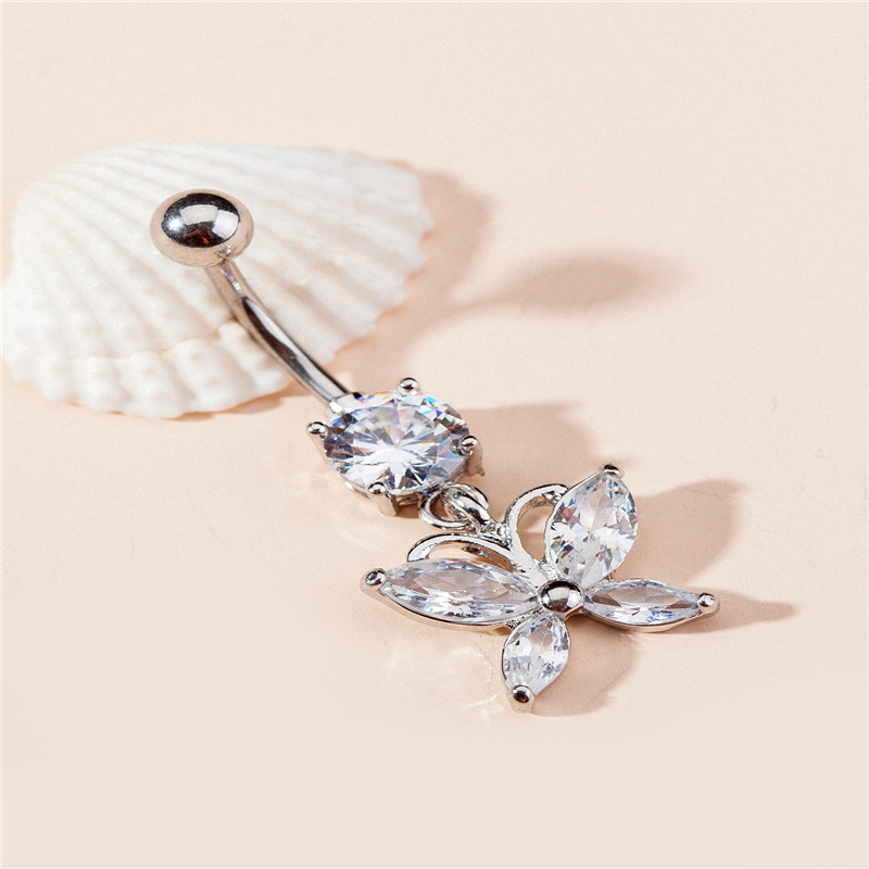 Piercing transfrontaliero europeo e americano con ciondolo a forma di farfalla con occhio di cavallo e zircone AAA, anello per ombelico_voghion.com