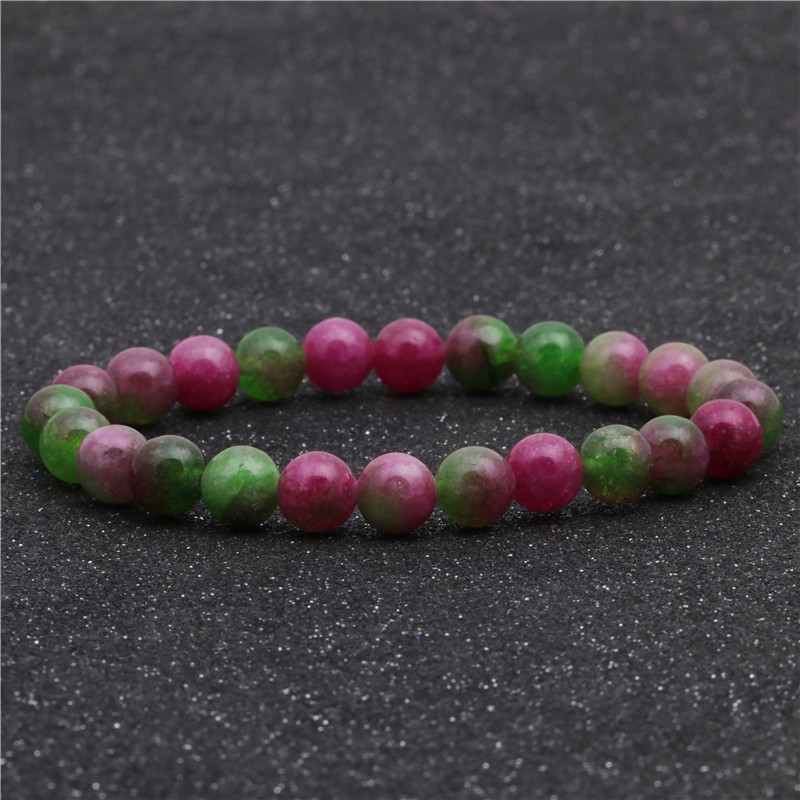 Moda 8mm Pulsera De Piedra Natural Con Cuentas Color Mezclado Pulsera Con Cuentas De Cuerda Elástica display picture 6