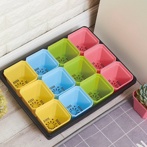Plastic flower pots seedling pots succulent nutrient pots small square pots black square white square
