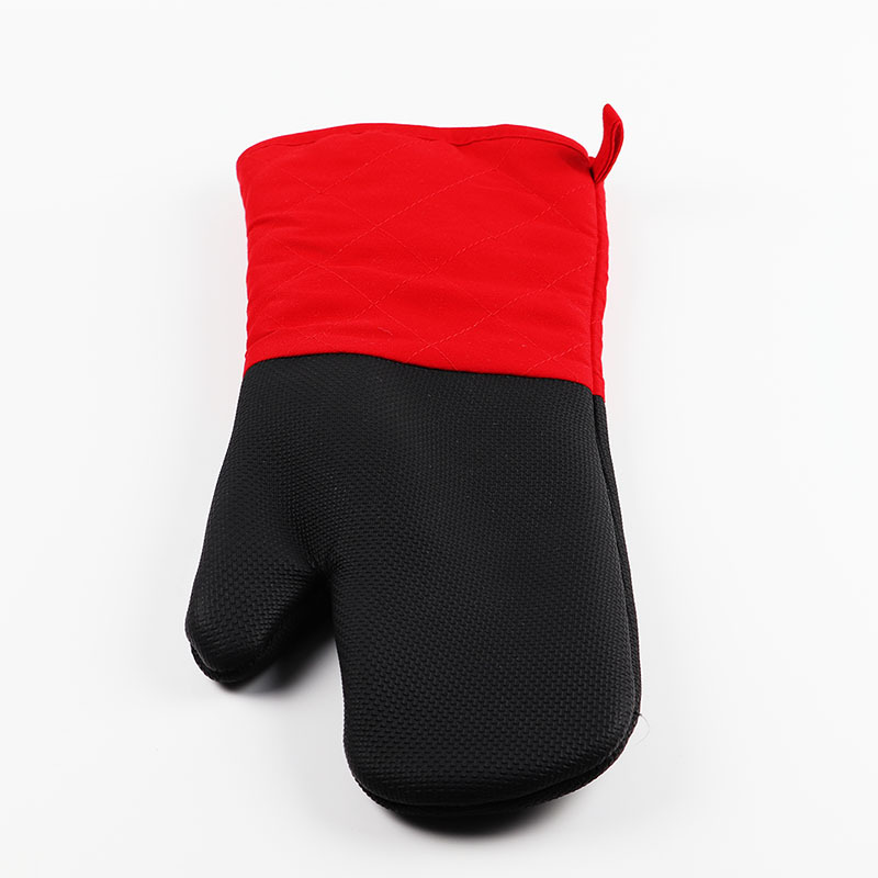 Guantes para hornear resistentes a altas temperaturas engrosados horno de microondas guantes antiquemaduras guantes aislantes térmicos tela de algodón alargada grande