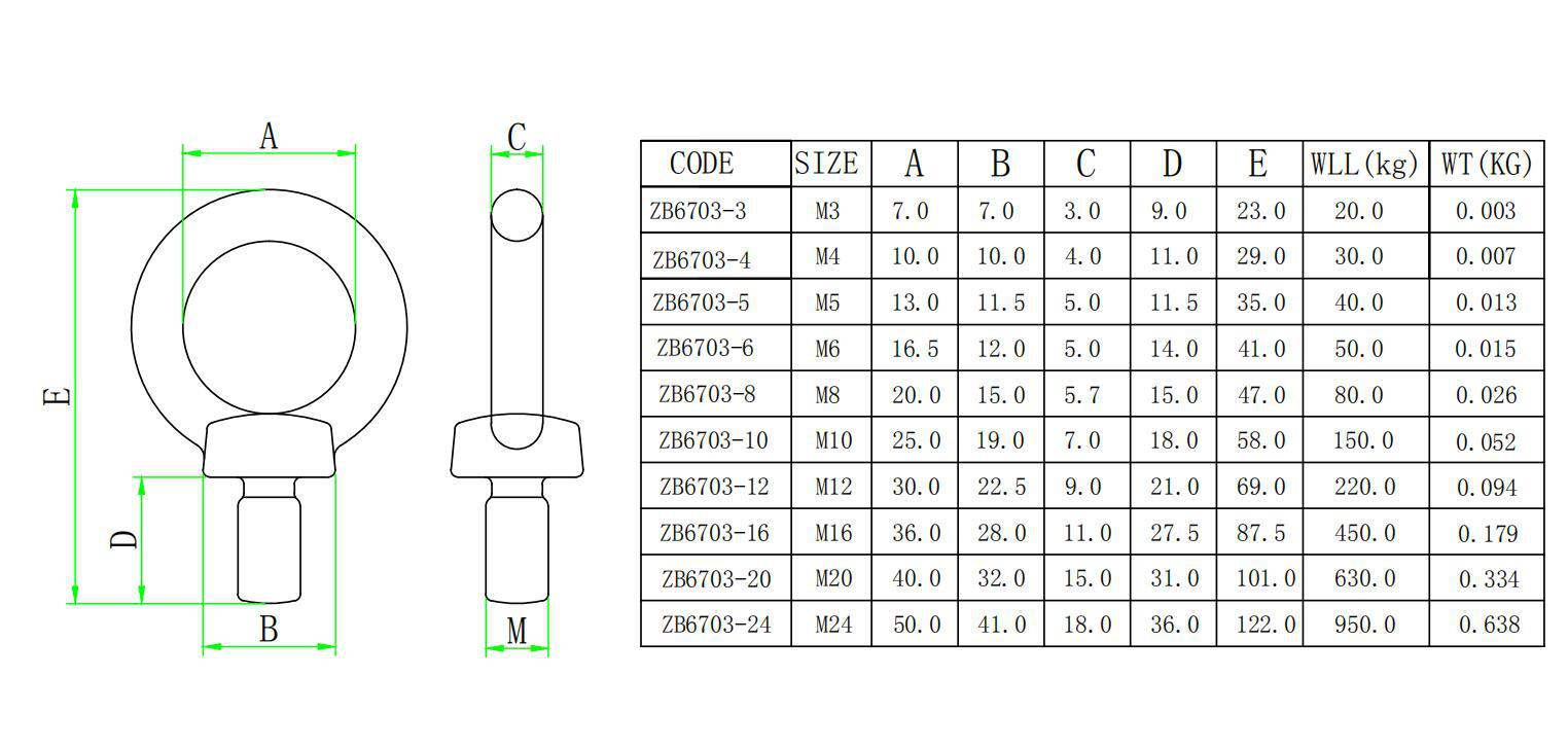 ZB6703 JIS1168吊环螺丝-尺寸图