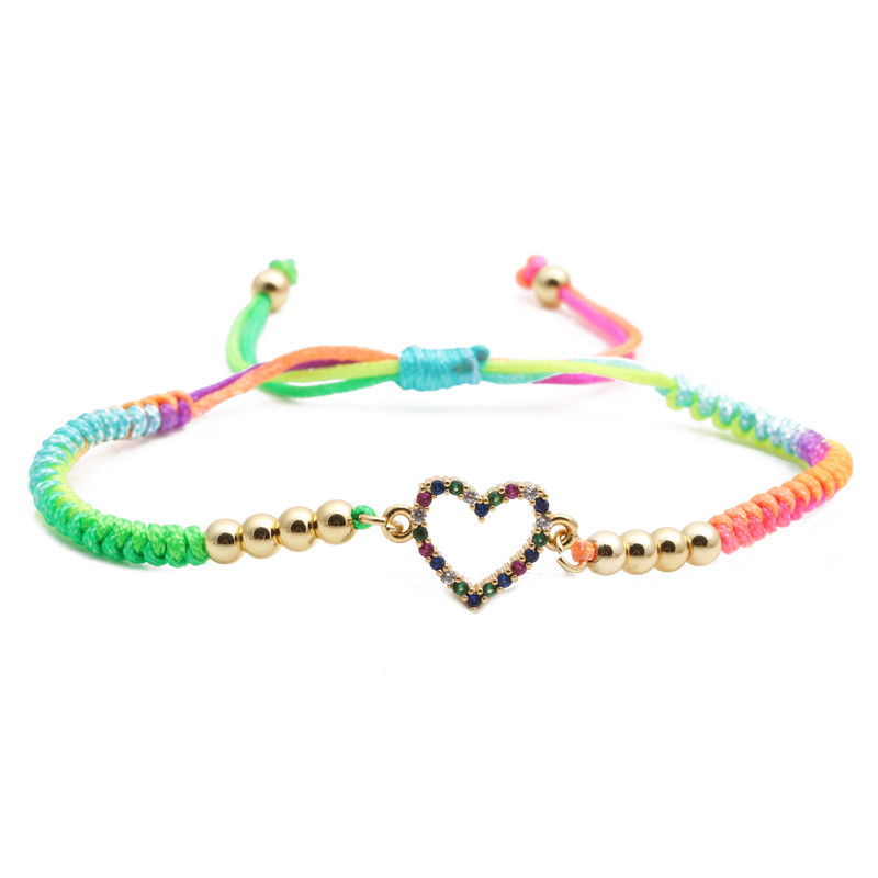 copper micro-inlaid color zircon love bracelet