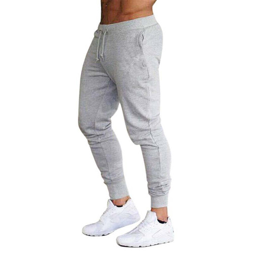 Men's Athletic Joggers Leisure Running Ankle Pants Elastic Fitness Solid Color