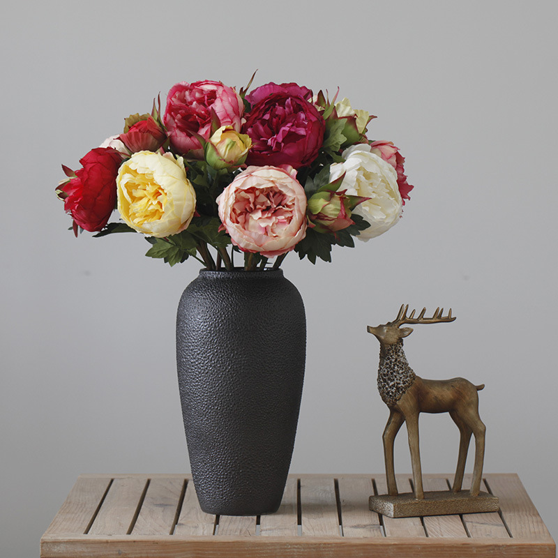 flores artificiais flores falsas estilo chinês decoração de casa casamento fotografia flores florescendo riqueza 2 grandes peônias flores de seda_voghion.com