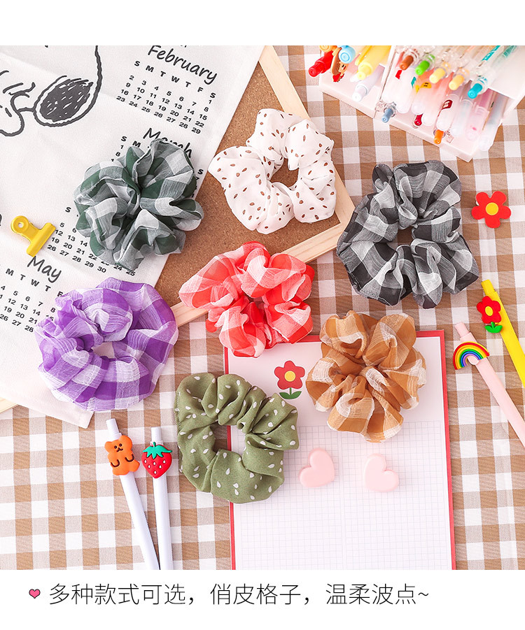 Korean College Style Sub Hair Scrunchies Simple Wild Chiffon Hair Ring Head Rope Check Rubber Band Ring Wholesale Nihaojewelry display picture 9