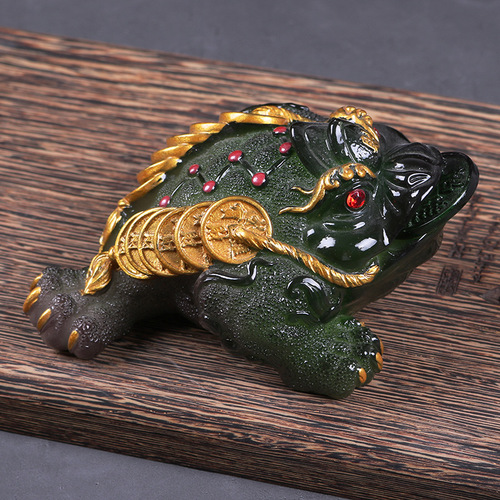 Direct Manufacturer Sales Golden Toad Tea Pet Ornament Color-Changing Tea Ceremony Accessory Fine Tea Toy Creative Eco-Friendly Fortune-Bringing Resin Tea Pet