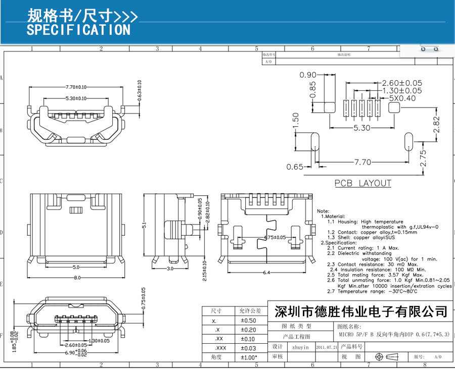 厂家直营 MICRO USB母座MICRO 5P牛角母头MICRO反向牛角卷边-阿里巴巴