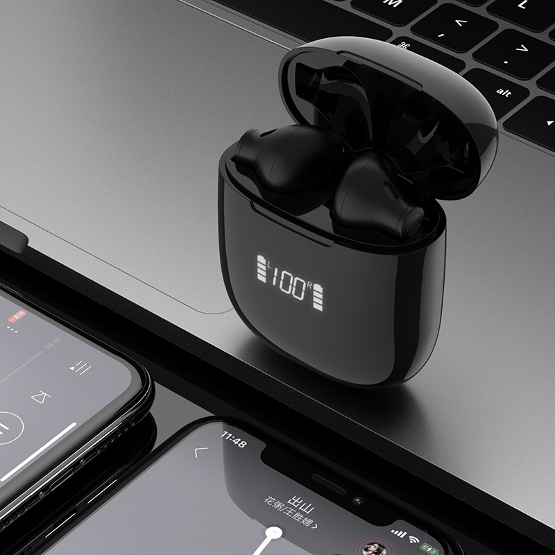 跨境新款私模H1无线蓝牙耳机5.0二代真无线tws触控带数显厂家直销