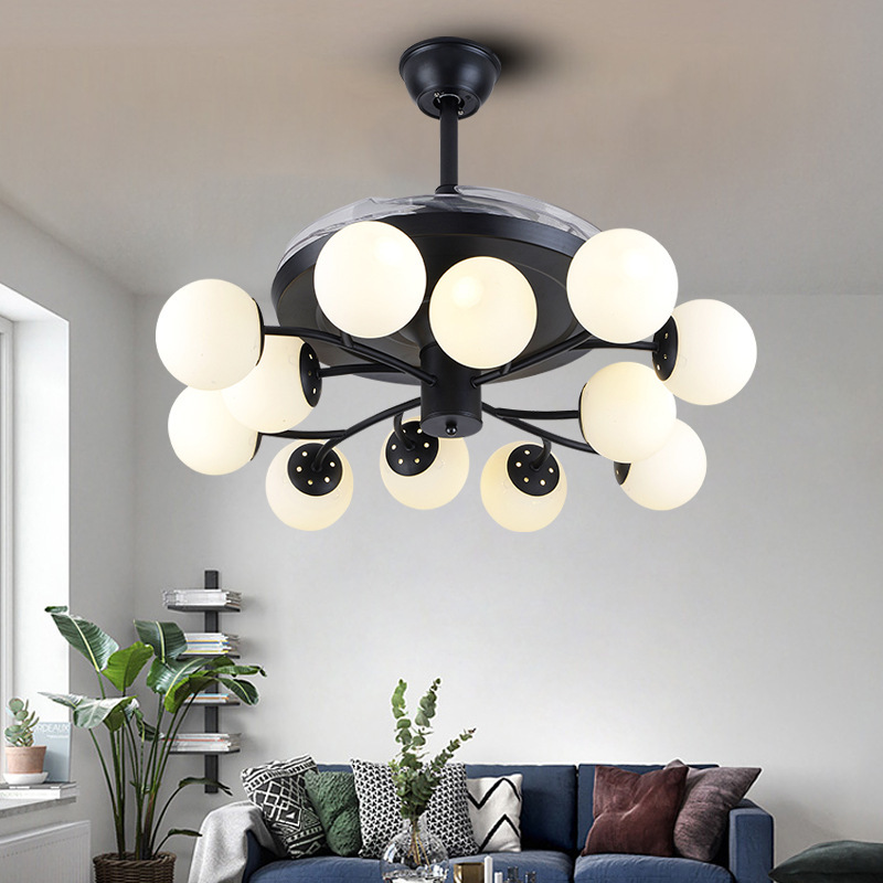 Factory Wholesale Scandinavian simplicity 42 a living room Fan a chandelier Iron art bedroom Restaurant LED invisible Fan a chandelier