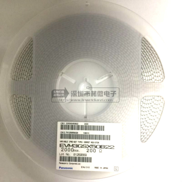 3X3 200R 贴片可调电位器/电阻 原装松下 精度±20% EVM3GSX50B22