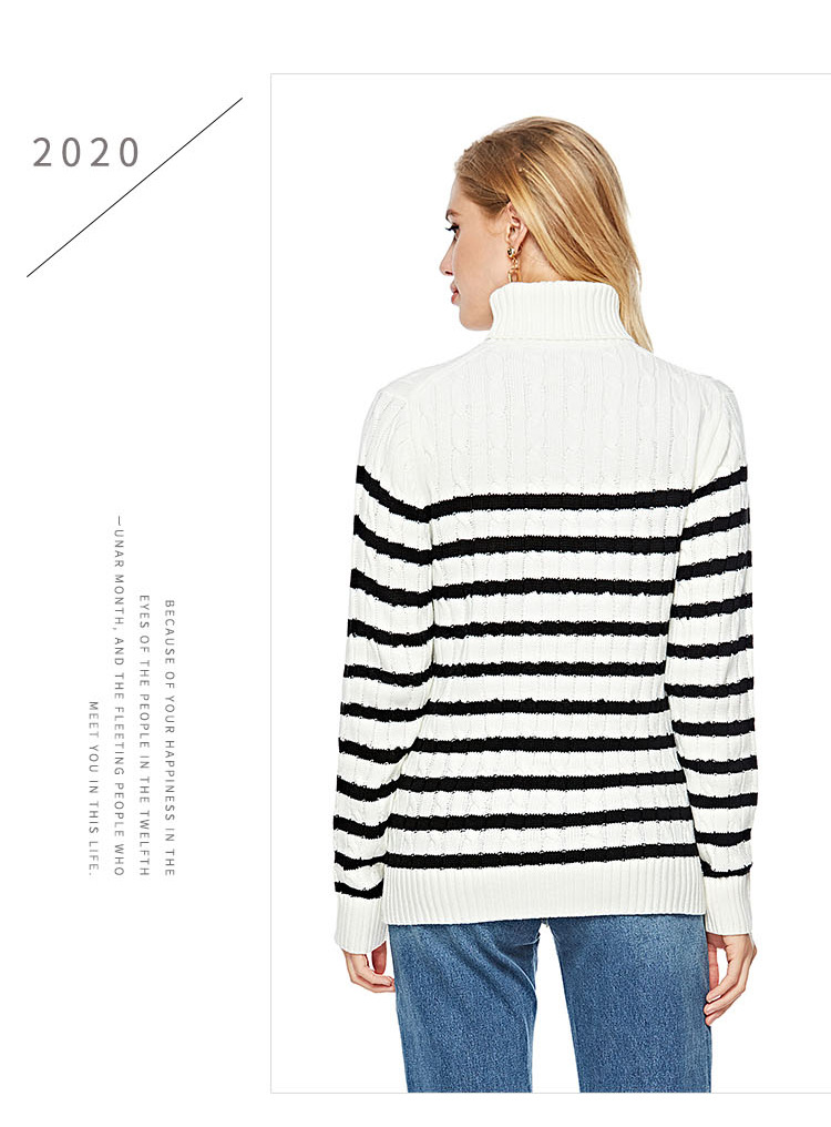 autumn and winter new slim pullover knit bottoming shirt striped turtleneck knitted sweater NSYH7154