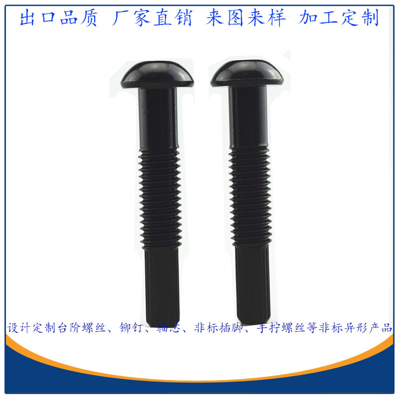 非标冷镦件广东多工位厂家直销 国标M10铁质黑锌直纹可调节螺丝