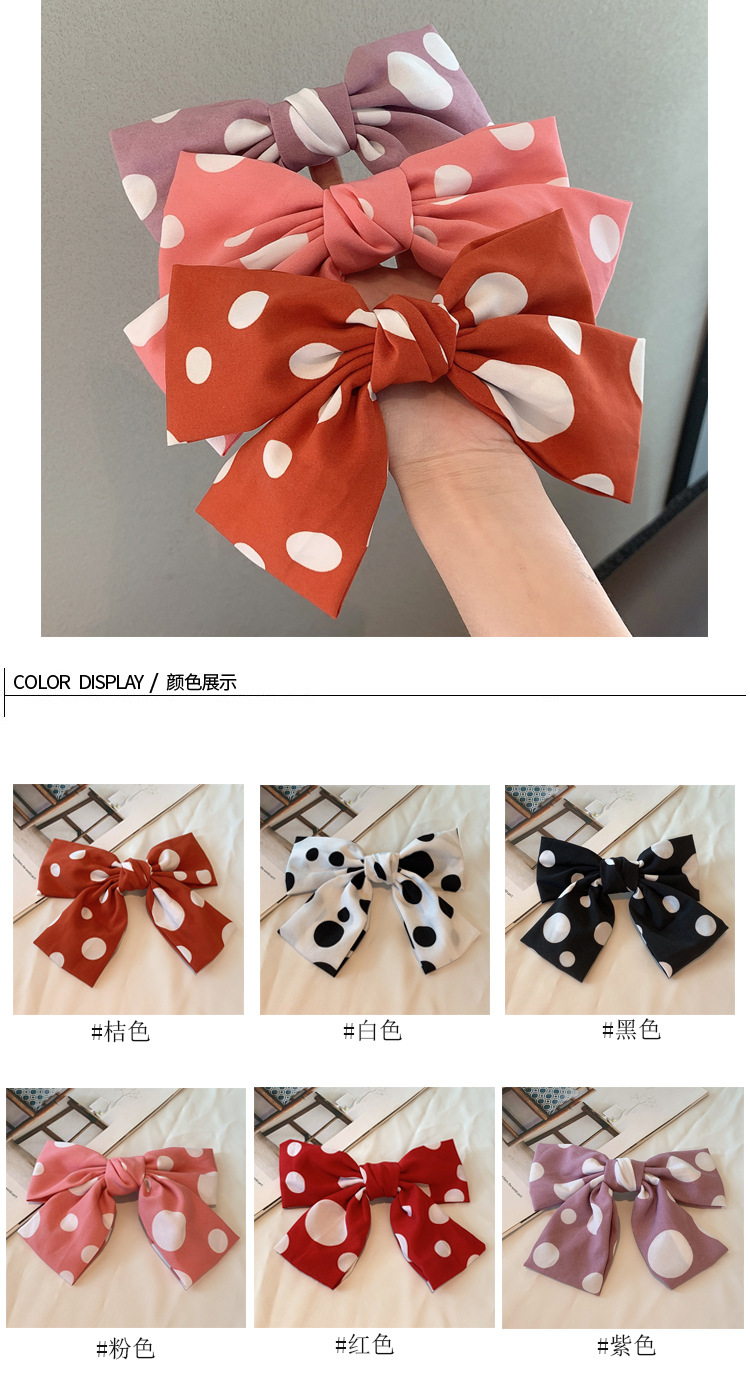 Korean Wave Dot Red Big Bow Hairpin Spring Clip Headdress Wholesale display picture 1