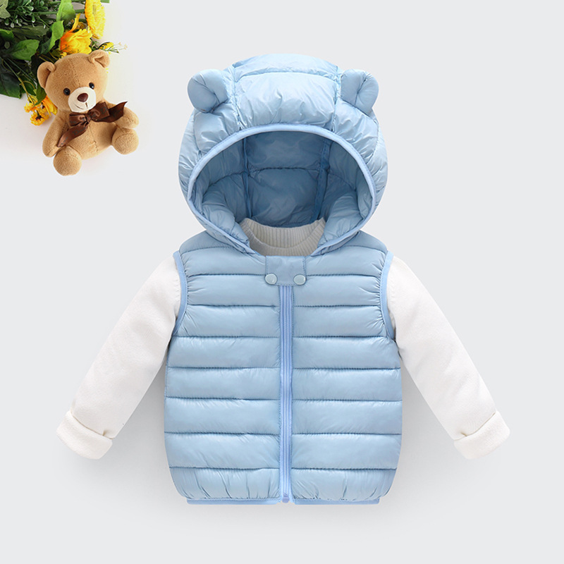 Invierno de los nuevos niños abajo de algodón-acolchado chaleco infantil de algodón-acolchado chaqueta de dibujos animados con capucha Chaleco Corto cálido de los niños de algodón-acolchado chaqueta