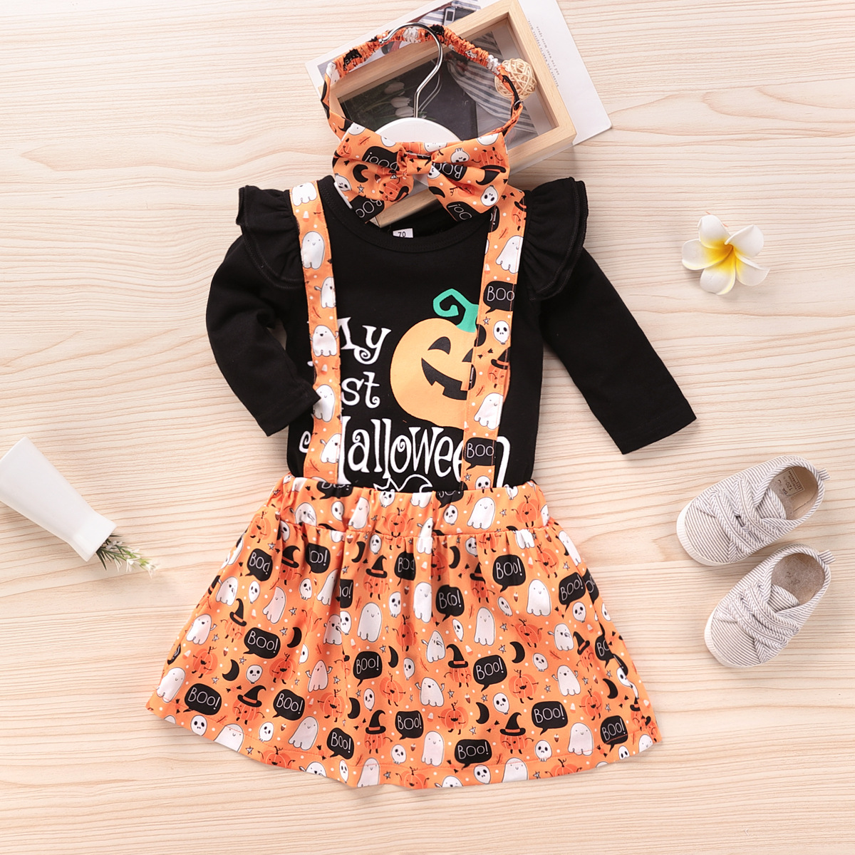 Moda Primavera Otoño Europeo Americano Halloween Calabaza Fantasma Top Estampado Bebé Falda display picture 2