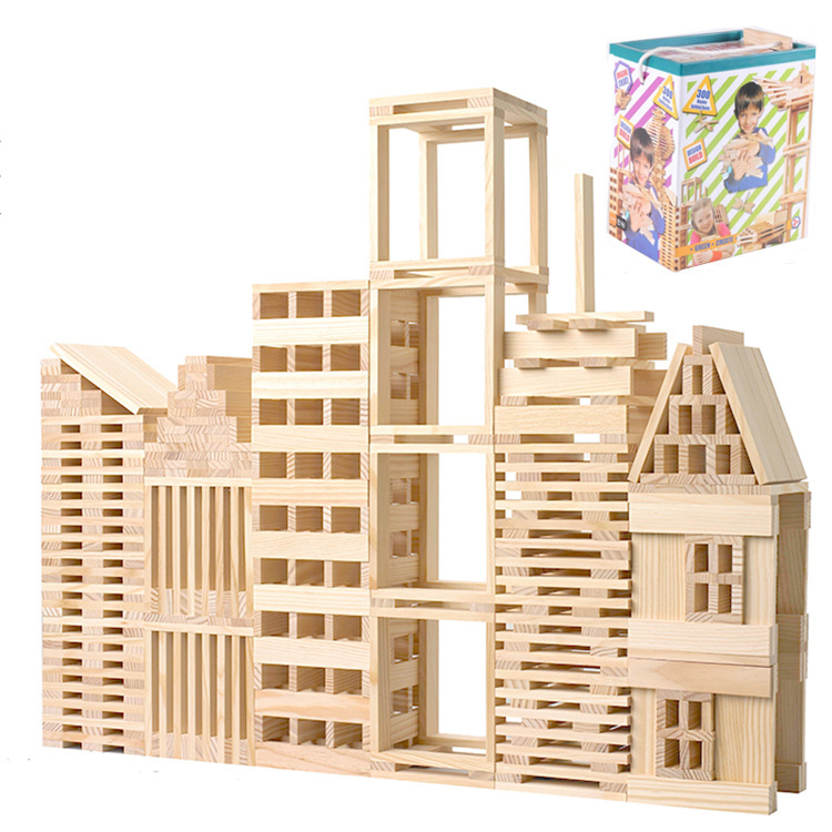 Capule 300 Pieces Pile Tower Building Blocks Log Color Educational Creative Wooden Assembled Toy