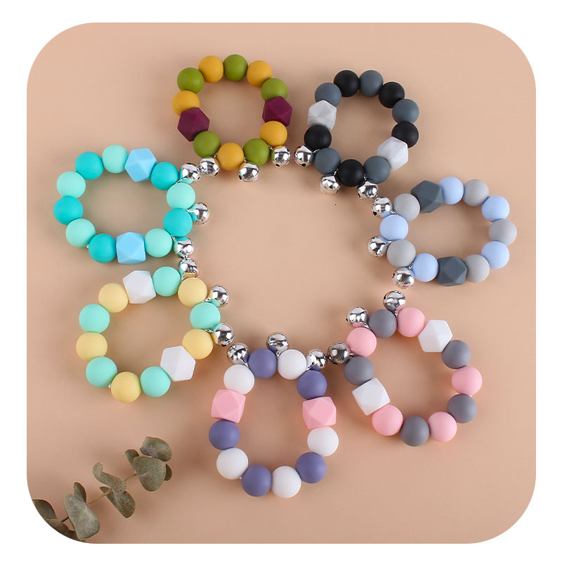Bebé creativo sonando juguete mordedor Nueva campana de silicona teether pulsera dientes infantiles molienda palo