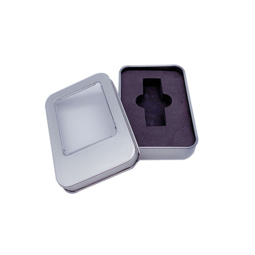Tinplate U disk small square box Badge gift metal packaging box U disk large square box Window U disk small iron box