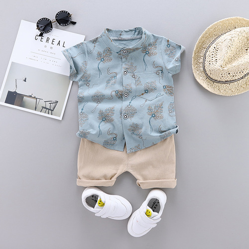 Cross-border children's summer new children's summer clothing for boys and babies, infant children sets, short-sleeve sets, two-piece sets, trendy