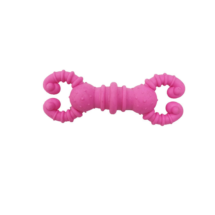 En stock perro y gato de juguete de hueso de camarón TPR resistente a mordeduras aliviar la congestión molar limpieza de los dientes de peluche juguete para mascotas suministro directo de fábrica