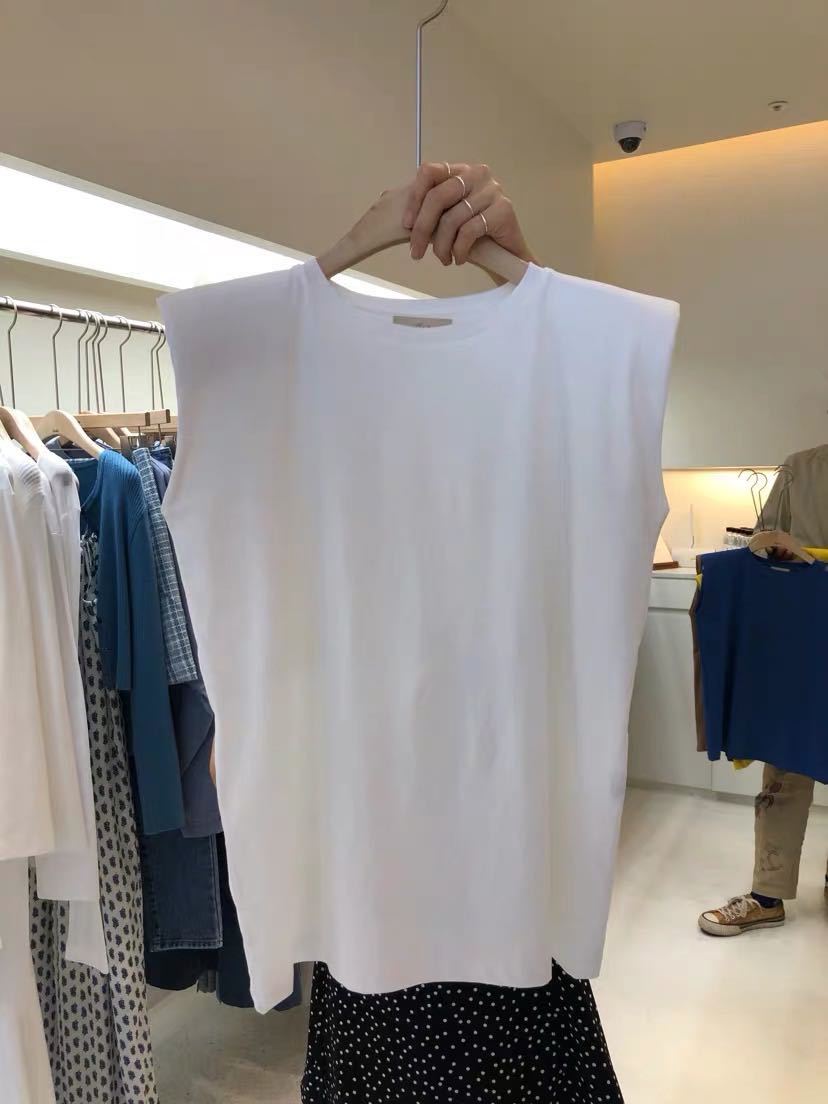 T-shirt senza maniche ampia con scollo rotondo solido per canotta casual estiva dimagrante abbigliamento da donna coreano_voghion.com