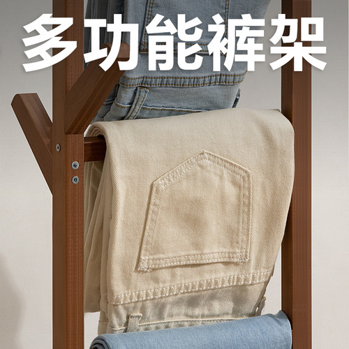 Clothes rack, household trouser rack, children's coat rack, floor-standing solid wood simple and simple modern bedroom clothes rack