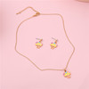 Cute children's fashionable jewelry, metal necklace, chain, earrings, set, Korean style