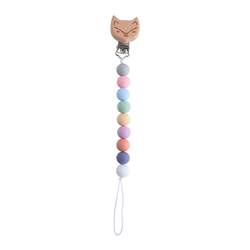 Nueva Beech Fox chupete clip bebé DIY creativo chupete cadena cuentas de silicona de dibujos animados Beech beads Toy teether
