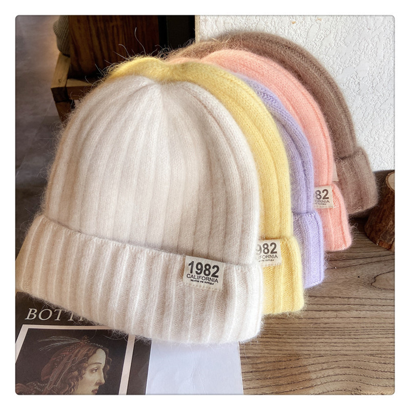 贴布兔毛针织帽04