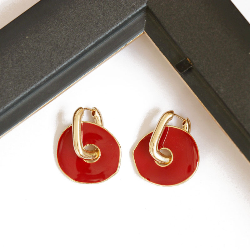 Red Round Earrings display picture 8