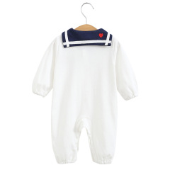 I love my mom and dad—newborn cotton-padded navy-collar long-sleeve onesies for boys and girls, baby crawling outfits, and outdoor wear.