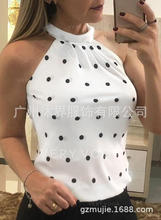 2020速卖通亚马逊wish速卖通欧美新品波点印花挂脖修身小背心现货