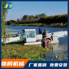 江苏水白菜收割打捞船图片 割水草船机器 新型清理水葫芦设备
