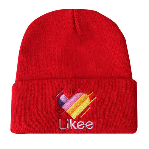 新款欧美火爆LIKEE刺字母绣针织帽保暖套头嘻哈帽子毛线帽外贸货