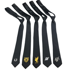Apex Crown Embroidery Instagram Trendy Hand-tied Long Fashion Tie for Men and Women Stylist Slim Black 5cm