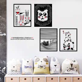 北欧简约动物墙贴头像照片墙壁贴纸装饰创意客厅卧室温馨自粘贴画