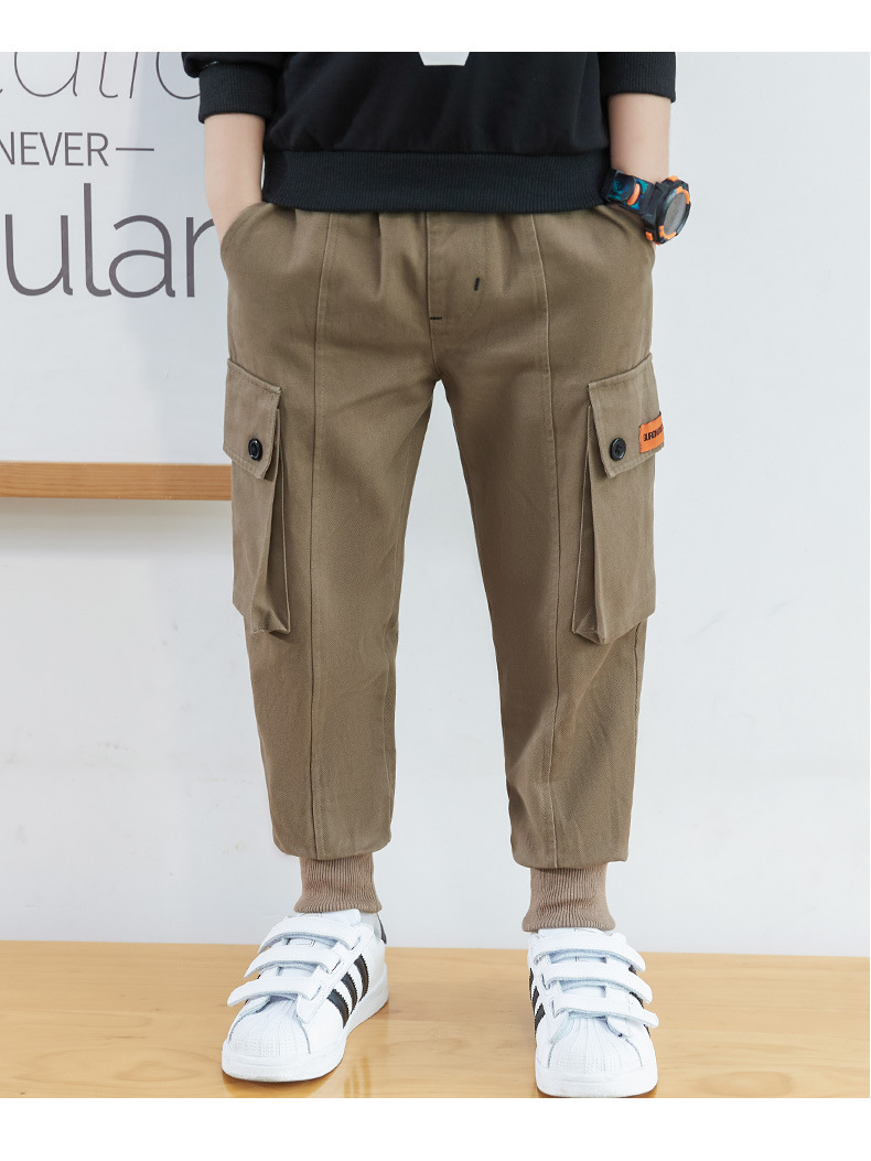 Casual Solid Color Pocket 100% Cotton Boys Pants display picture 4