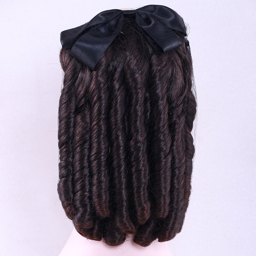  Wig female long hair horsetail African small curly hair pack with classical pan head wig