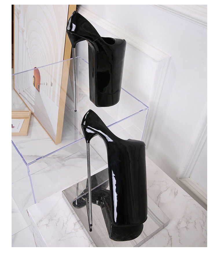 Giày cao gót nữ gót nhọn siêu cao trên 8 cm mũi tròn — Màu đen, Màu đỏ, Đỏ đào chi tiết 31